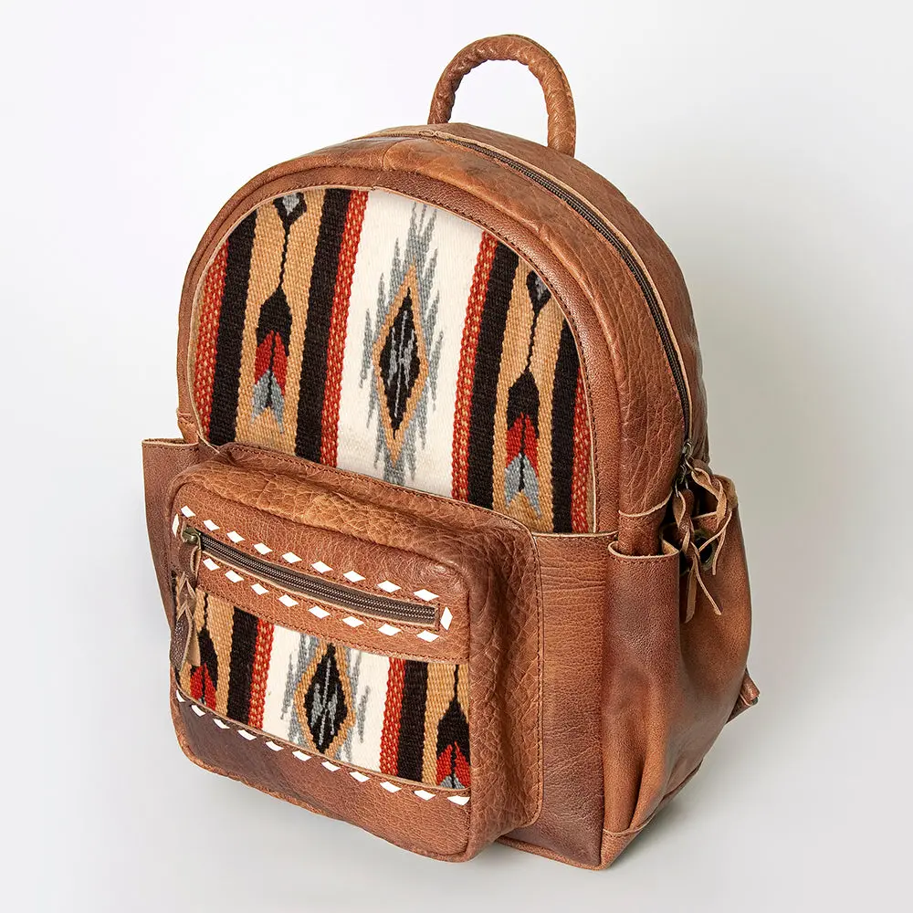 American Darling Backpack For Women, Hand Woven Saddle Blanket, Western Style Genuine Leather, Buck Stitched Travel Bag 1