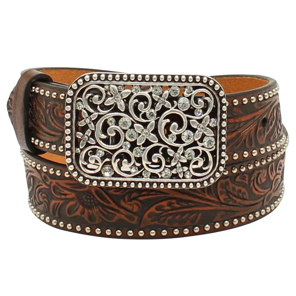 Ariat Kid's Fillagree Floral Leather Belt Brown 1