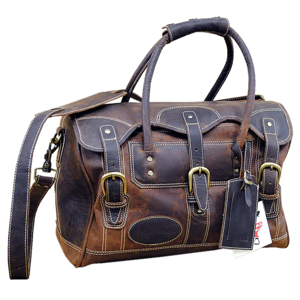 15”W X 10”H X 8”D Leather Duffle Bag 15 Inches 1