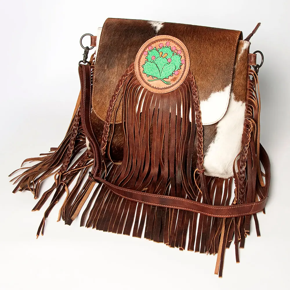 American Darling Messenger Hand Tooled Hair-On Genuine Leather Women Bag Western Handbag Purse 1