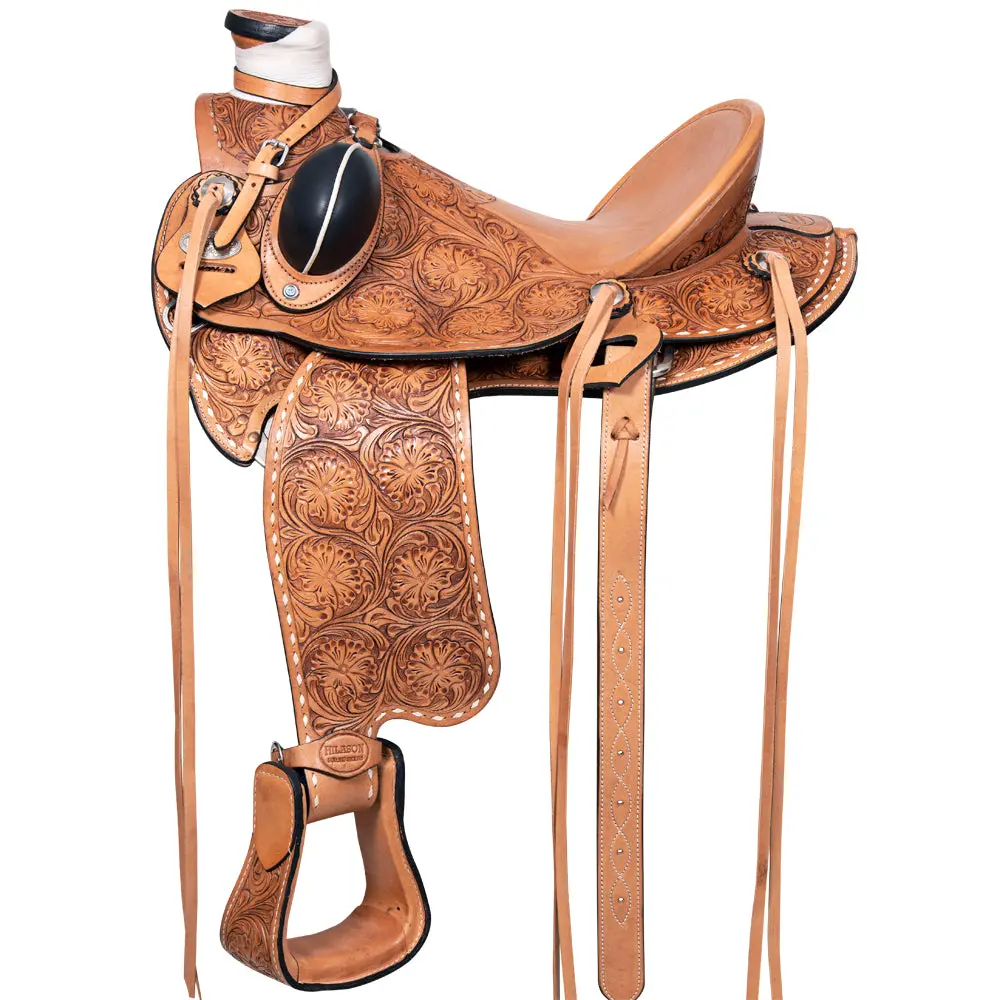 Hilason Western Horse Wade Backstitch Saddle American Leather Trail Barrel Racing | Hand Tooled & Roping For Horses 1