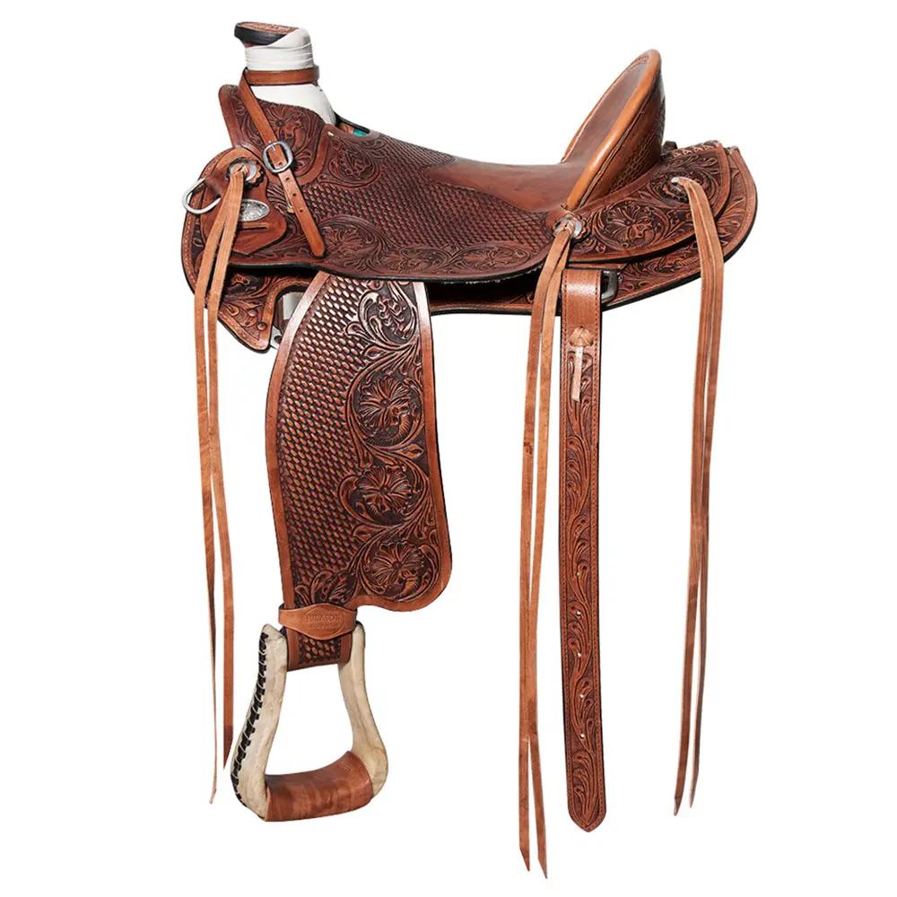 Hilason Western Horse Wade Saddle American Leather Trail Barrel Racing Antique Brown | Hand Tooled 1