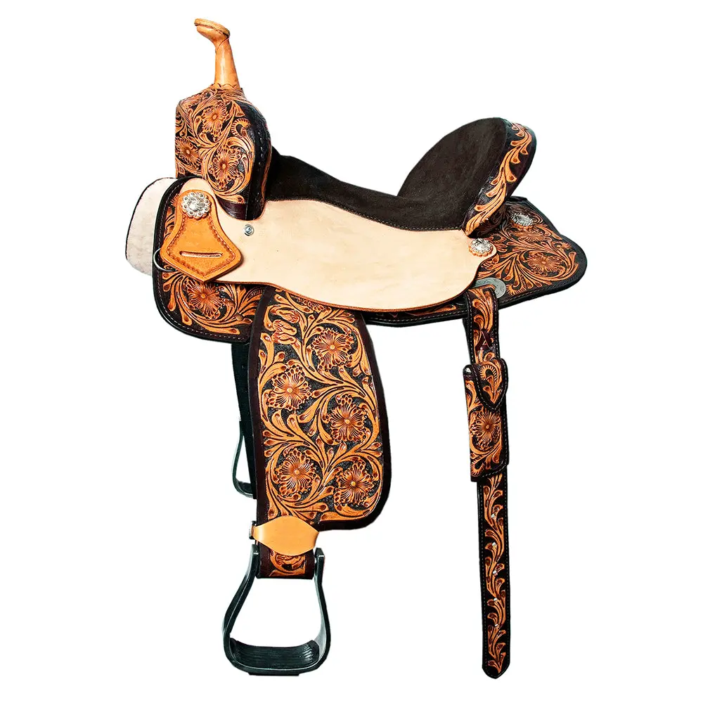 Hilason Flex Tree Western Horse Saddle In American Leather Barrel Trail | For Horses 1