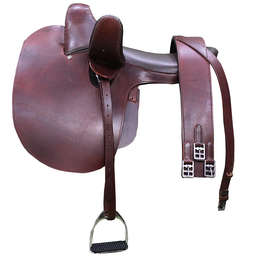 Hilason Western Horse Genuine Leather One Side Saddle Dark Brown 1