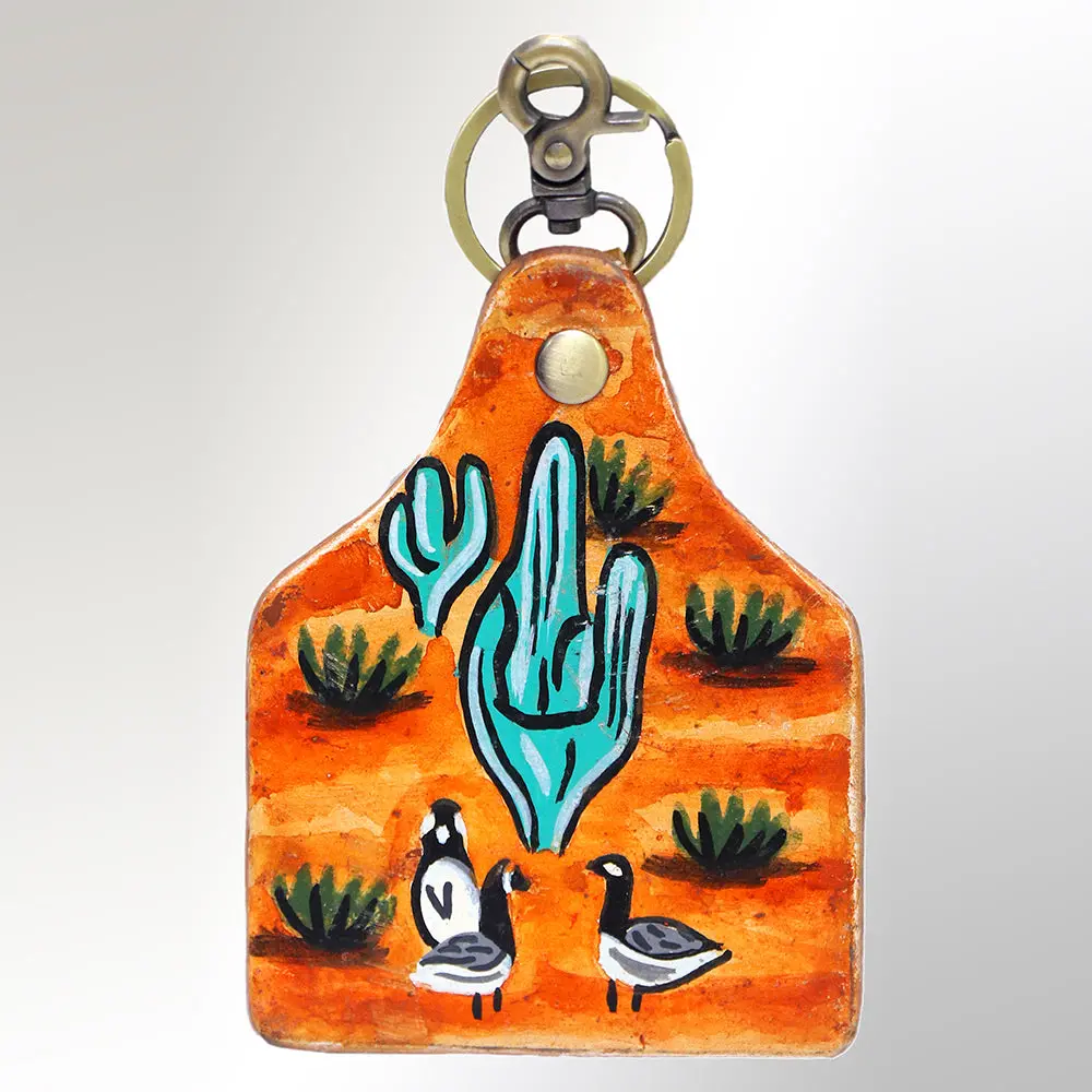 American Darling Adkrm104 Hand Painted Genuine Leather Keyring 1