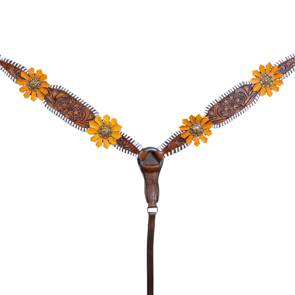 Hilason Western Horse Breast Collar Leather Bling Brown 1
