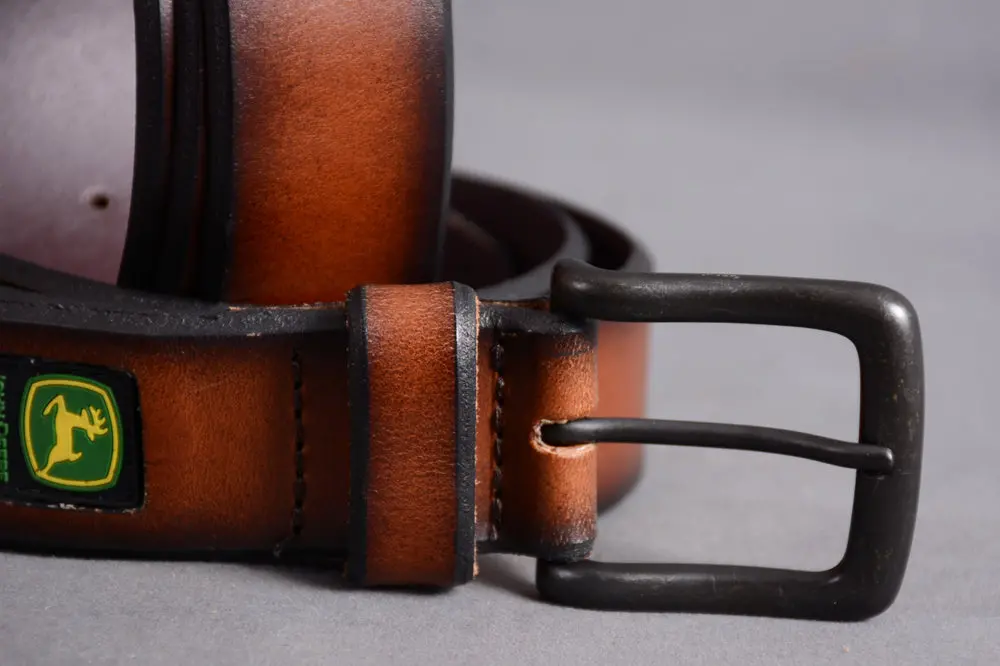 John Deere Mens Belt 1 1-2 In Brown With Brass Buckle 2
