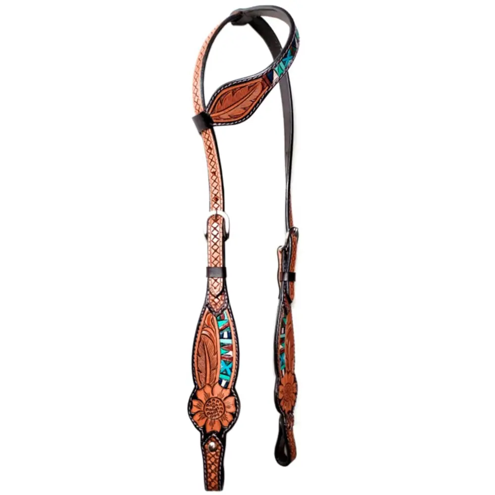 Bar H Equine American Leather Horse Saddle Tack One Ear Headstall | Breast Collar Browband Wither Strap Set Ber284 1