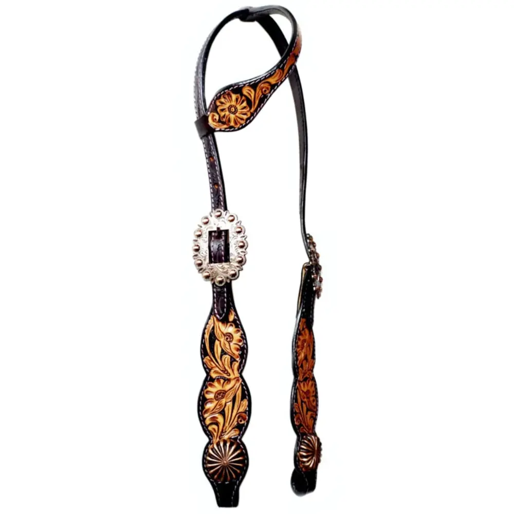 Bar H Equine Horse Leather One Ear Headstall | Western Headstalls For Horses American 1