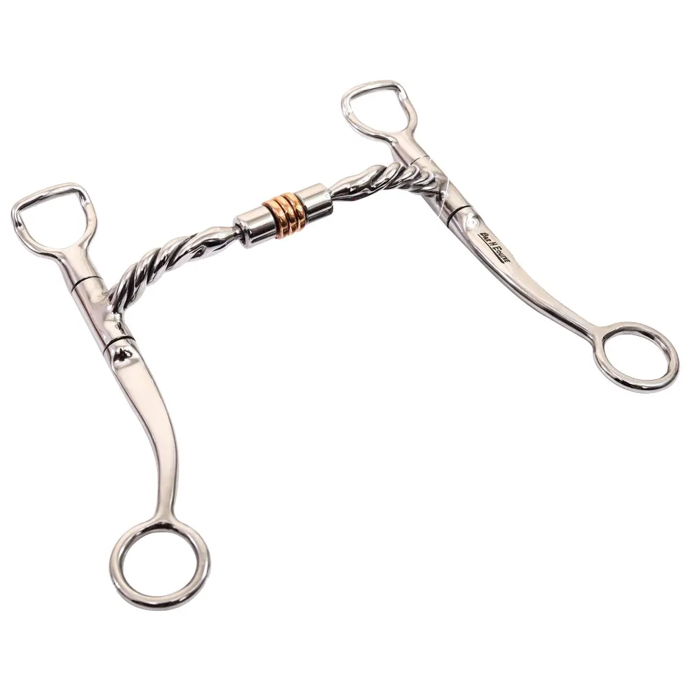Bar H Equine Twisted Wire Straight Shank Tongue Relief Bit W/Copper Ring | Bits For Horses Horse Snaffle And Bridles 1