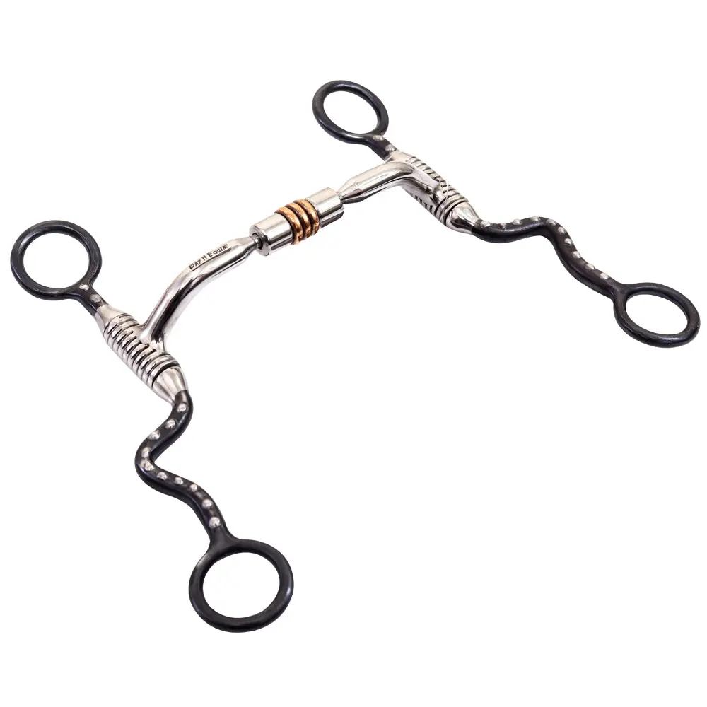 Bar H Equine Grazing Horse Mouth Bit W/Copper Roller Ring Tongue Relief | Bits For Horses Snaffle And Bridles 1