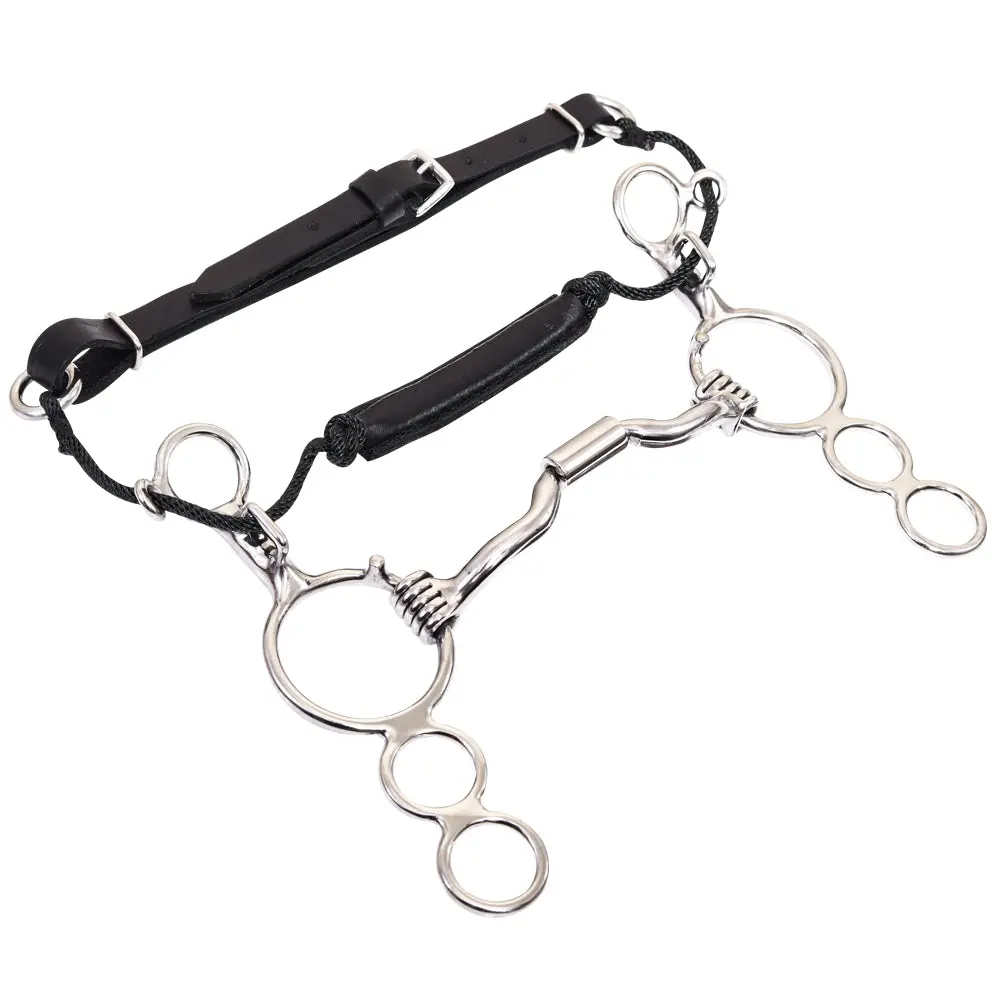 Bar H Equine O Ring Med Port Snaffle Bit Combination W/ Leather Strap | Bits For Horses Horse And Bridles 1