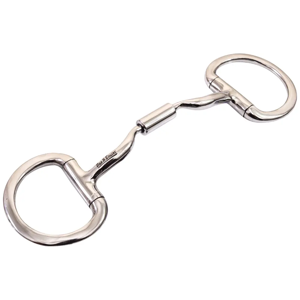 Bar H Equine Stainless Steel Medium Port D Ring W/Roller Snaffle Bit | Bits For Horses Horse Snaffle And Bridles 1