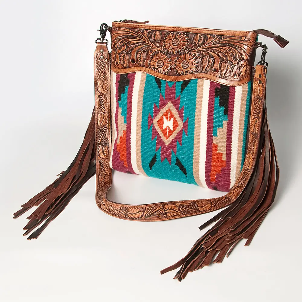 American Darling Signature Crossbody Hand Tooled Saddle Blanket Genuine Leather Women Bag Western Handbag Purse 1