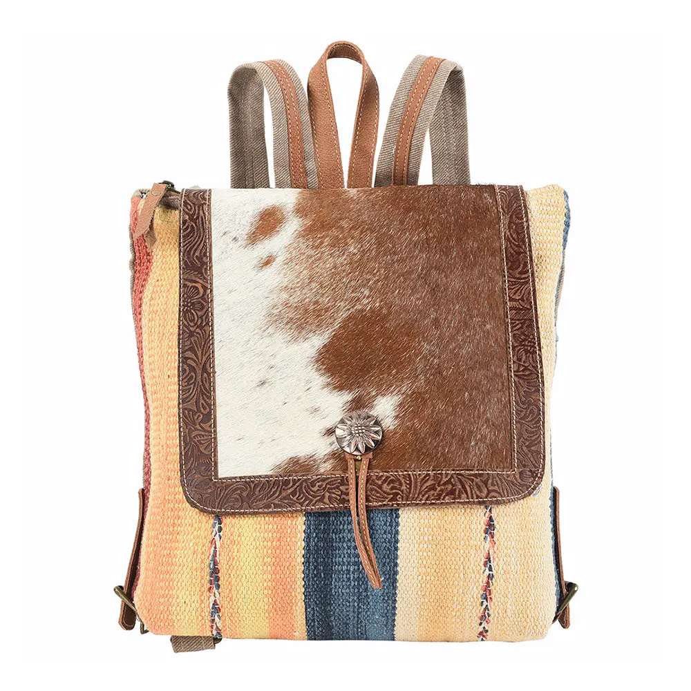 Ohlay Backpack Hand Tooled Upcycled Canvas Hair-On Genuine Leather Women Bag Western Handbag Purse Womens Handbags 1