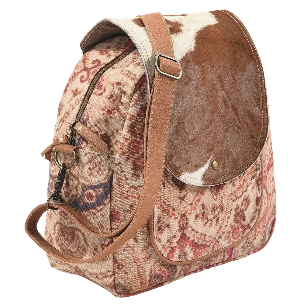 Ohlay Bags Kb115 Backpack Upcycled Canvas Hair-On Genuine Leather Women Bag Western Handbag Purse 1