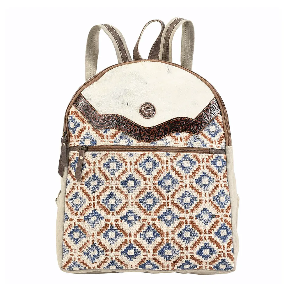 Ohlay Backpack Hand Tooled Upcycled Canvas Hair-On Genuine Leather Women Bag Western Handbag Purse Womens Handbags 1