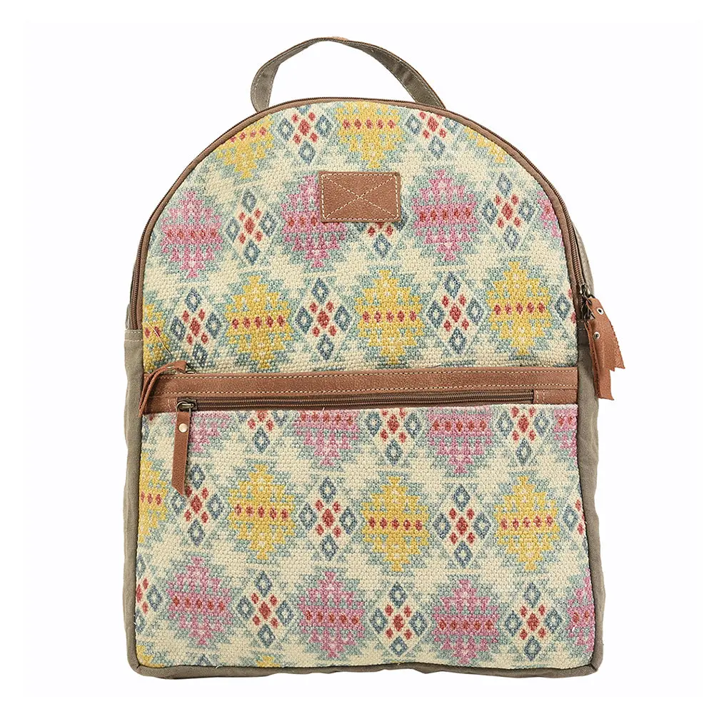 Ohlay Backpack Upcycled Canvas Genuine Leather Women's Bag Western Handbag Purse | Womens Handbags Belt For Women Summer 1