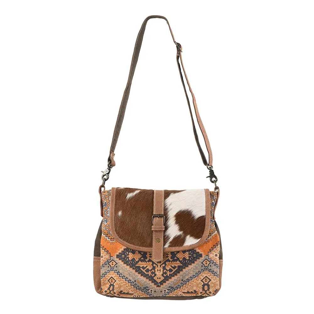 Ohlay Messenger Upcycled Canvas Genuine Leather Women Bag Western Handbag Purse 1