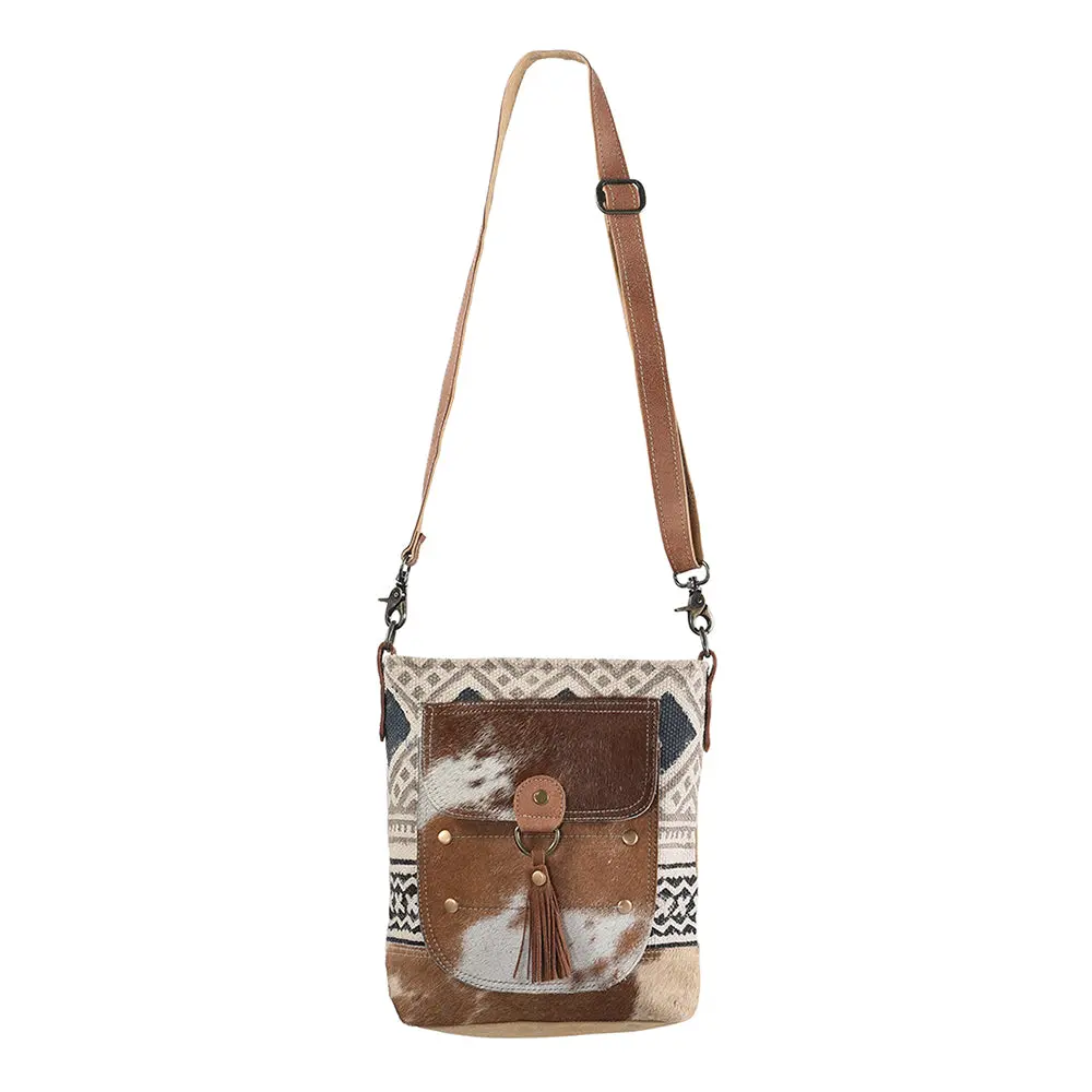 Ohlay Large Crossbody Upcycled Wool Canvas Hair-On Genuine Leather Women Bag Western Handbag Purse 1