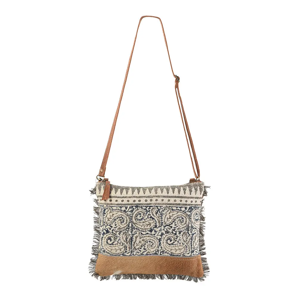 Ohlay Cross Body Upcycled Wool Canvas Embossed Hair-On Genuine Leather Women Bag Western Handbag Purse Womens Handbags 1