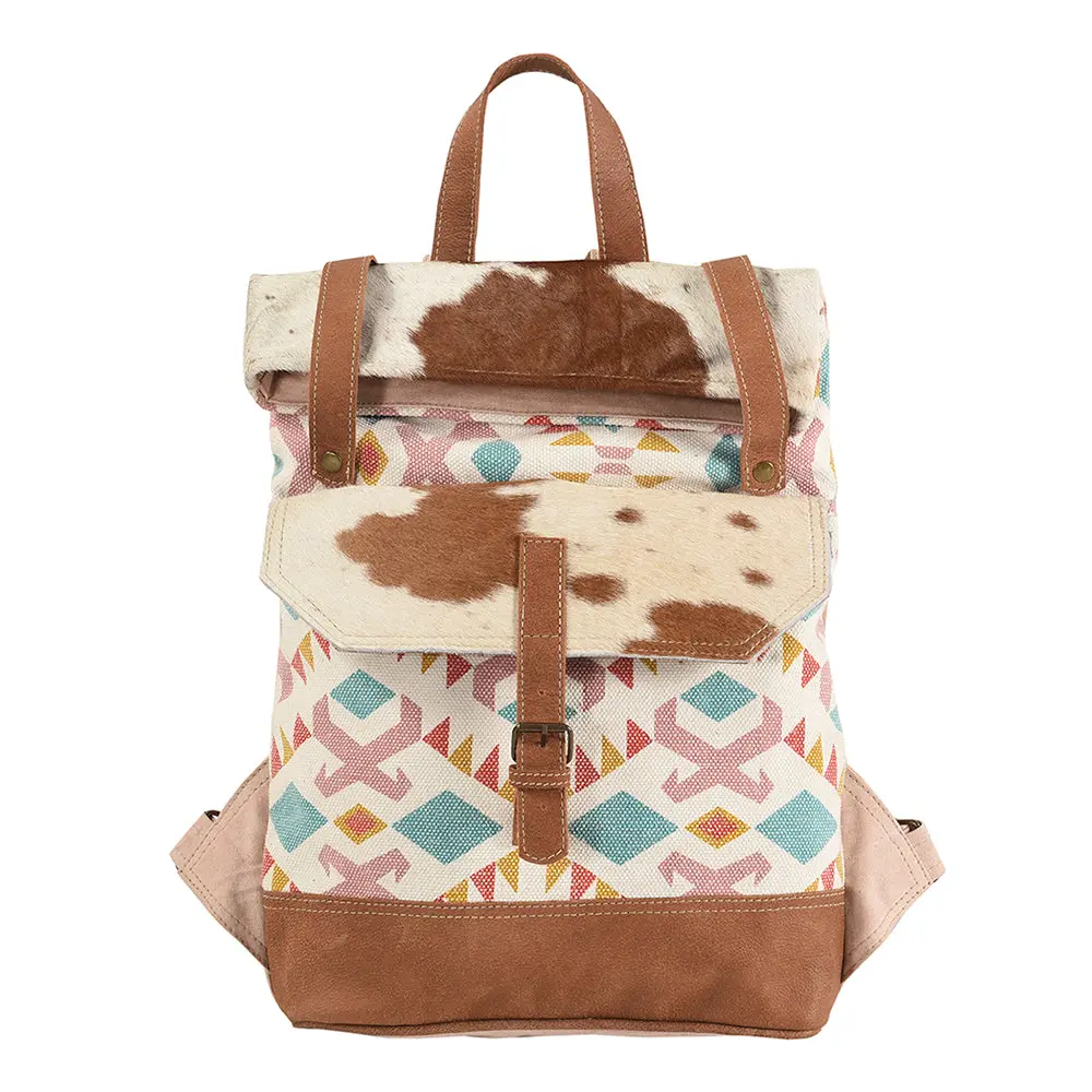 Ohlay Backpack Upcycled Canvas Hair-On Genuine Leather Women Bag Western Handbag Purse Womens Handbags Belt For Purses Summer 1