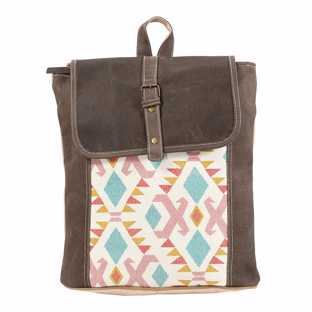 Ohlay Backpack Upcycled Canvas Genuine Leather Women Bag Western Handbag Purse | Womens Handbags Belt For Purses Summer 1