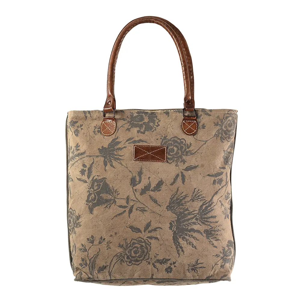 Ohlay Kb206 Tote Upcycled Canvas Genuine Leather Women Bag Western Handbag Purse 1