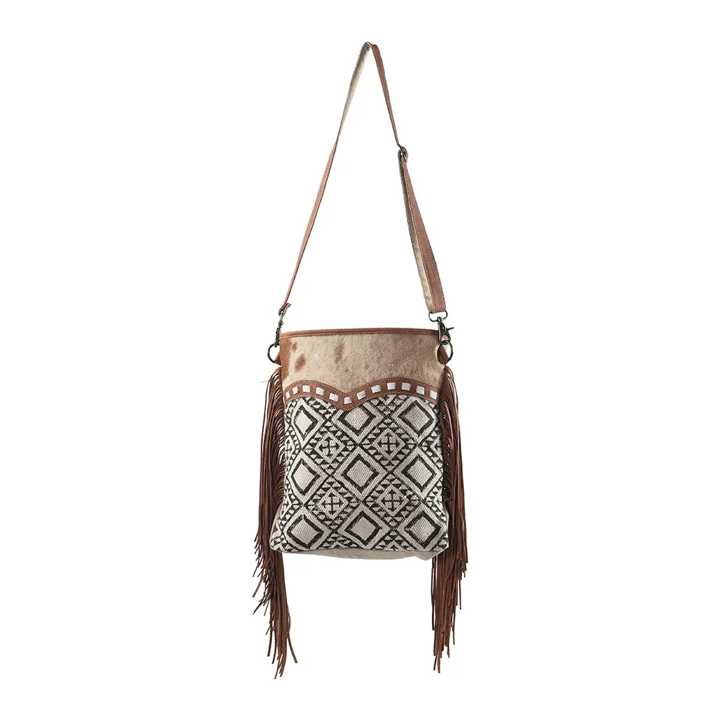 Ohlay Large Crossbody Upcycled Wool Canvas Hair-On Genuine Leather Women Bag Western Handbag Purse 1