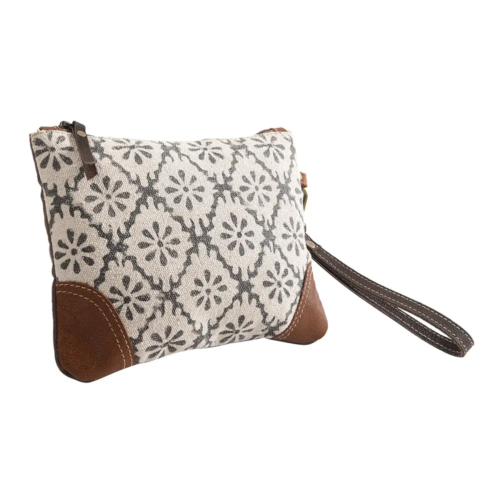 Ohlay Wristlet Upcycled Wool Canvas Genuine Leather Women Bag Western Handbag Purse 1