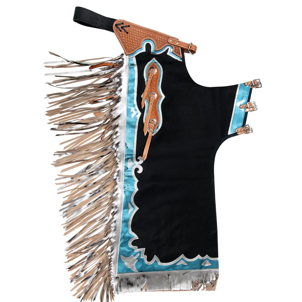Hilason Pro Rodeo Bull Riding Genuine Leather Chaps | For Men And Women Western Unisex 1
