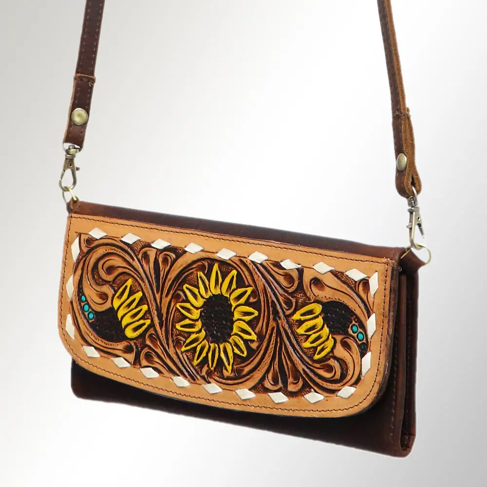 American Darling Wallet Hand Tooled Genuine Leather Western Women Bag | Handbag Purse Wristlet Travel Clutch 23