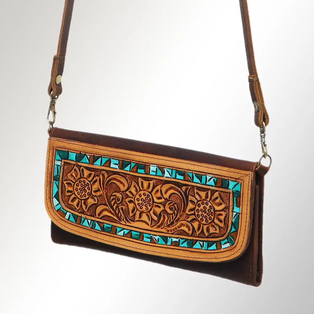 American Darling Wallet Hand Tooled Genuine Leather Western Women Bag | Handbag Purse Wristlet Travel Clutch 23