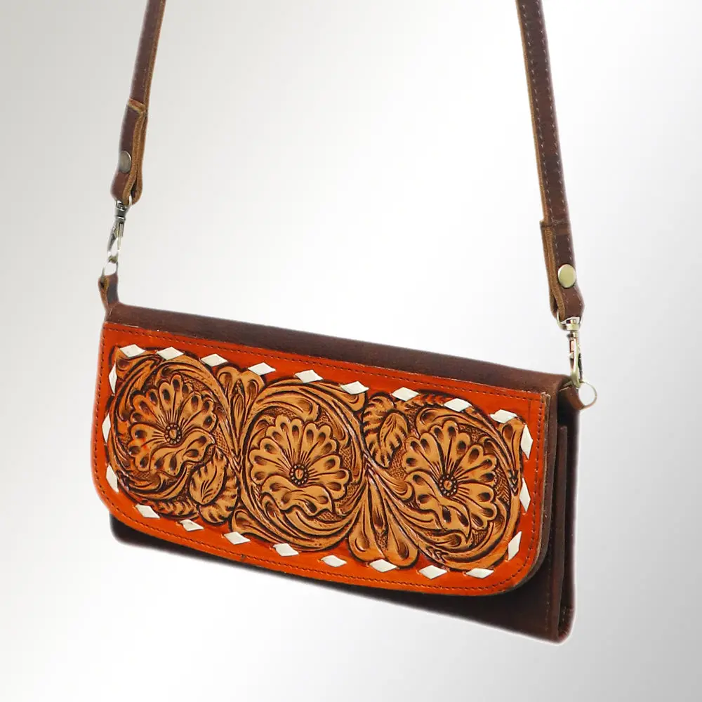American Darling Wallet Hand Tooled Genuine Leather Western Women Bag | Handbag Purse Wristlet Travel Clutch 24