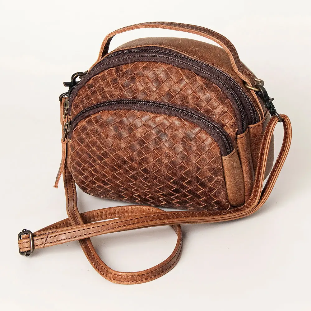 American Darling Cross Body Bag, Handcrafted Woven Genuine Leather, Vegetable Tanned Western Purse With Ykk Zipper 1