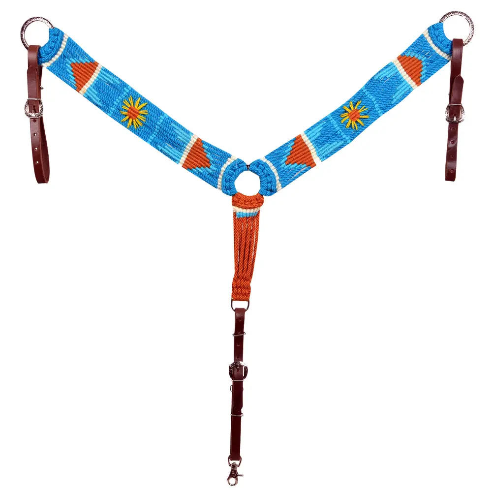 Hilason Western Wool Headstall & Breast Collar Tack Set Turquoise Brown | Leather For Horses 1