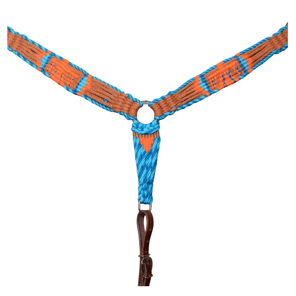 Hilason Western Wool Headstall & Breast Collar Tack Set Turquoise Brown | Leather For Horses 1