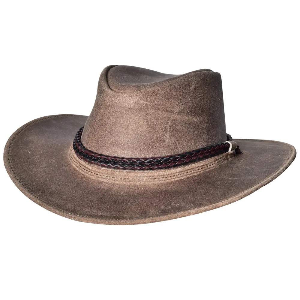 Hilason Crazy Horse Cow Leather Cowboy Hat Grey 1