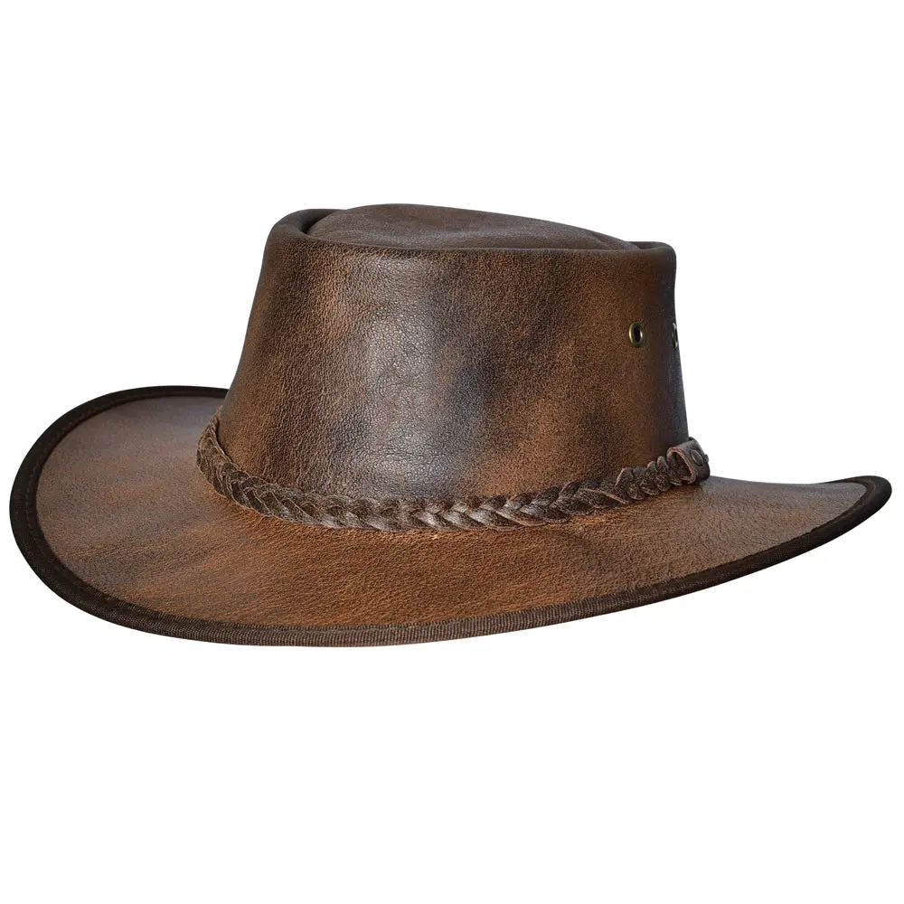 Crushable Cow Leather Reddish Brown Cowboy Hat Hilason 1