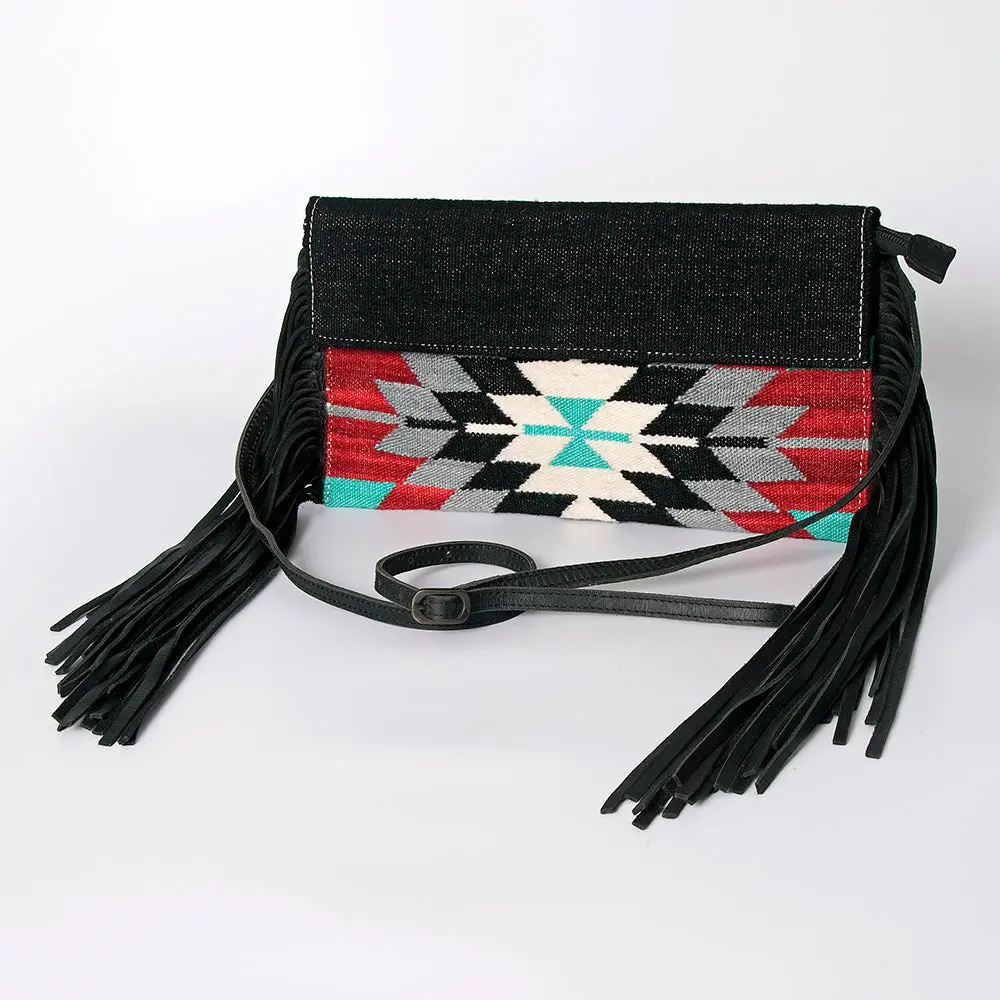 American Darling Western Crossbody Bag With Fringe | Hand Woven Saddle Blanket & Genuine Leather Purse | Small Shoulder Bag For Women 1