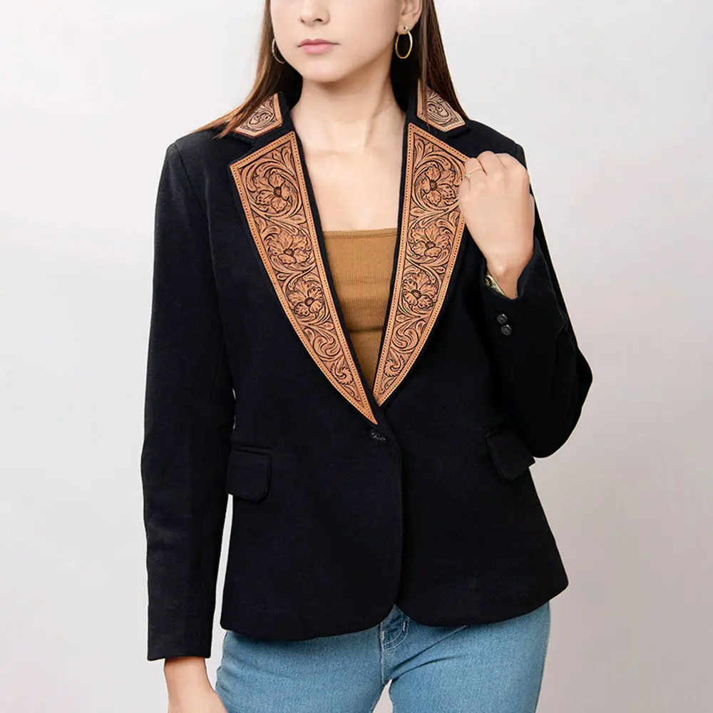 American Darling Genuine Leather Hand Tooled Carved Women Blazer Dress Jacket Ladies Girl | Vintage 1