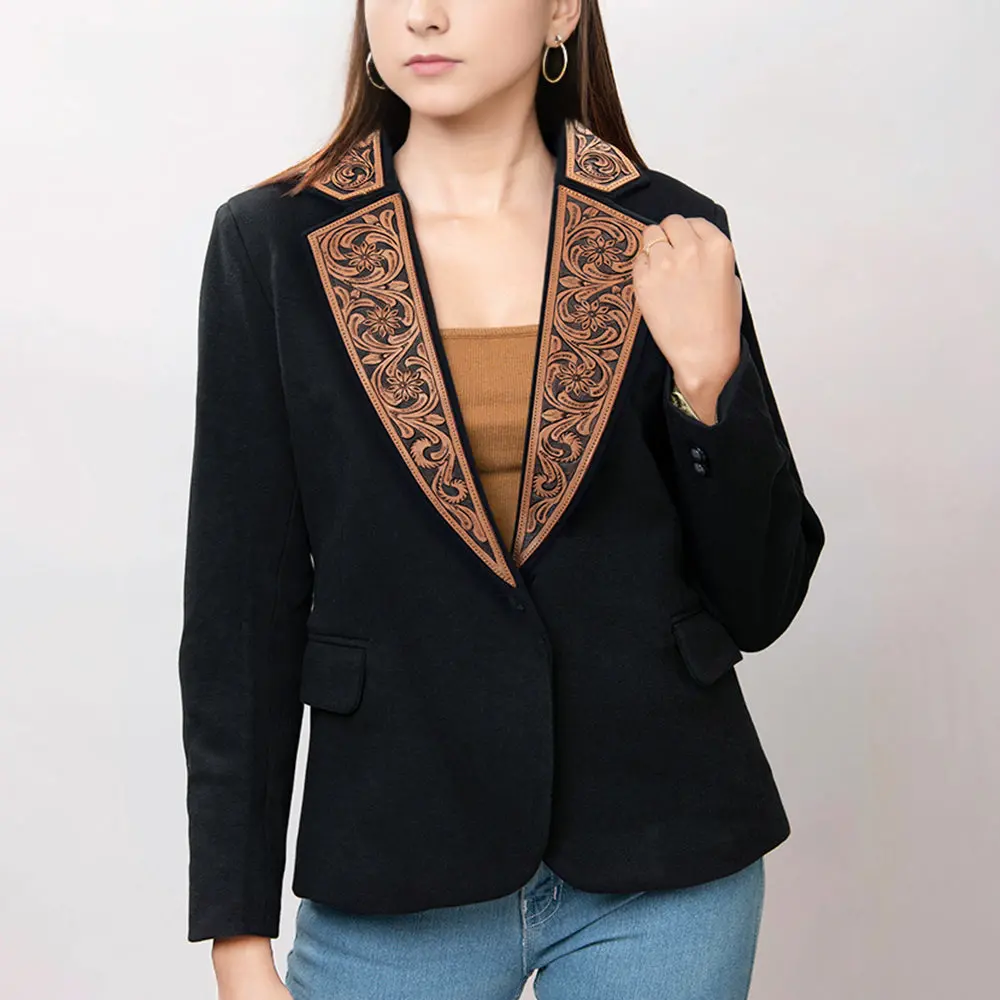 American Darling Genuine Leather Hand Tooled Carved Women Blazer Dress Jacket Ladies Girl | Vintage 1