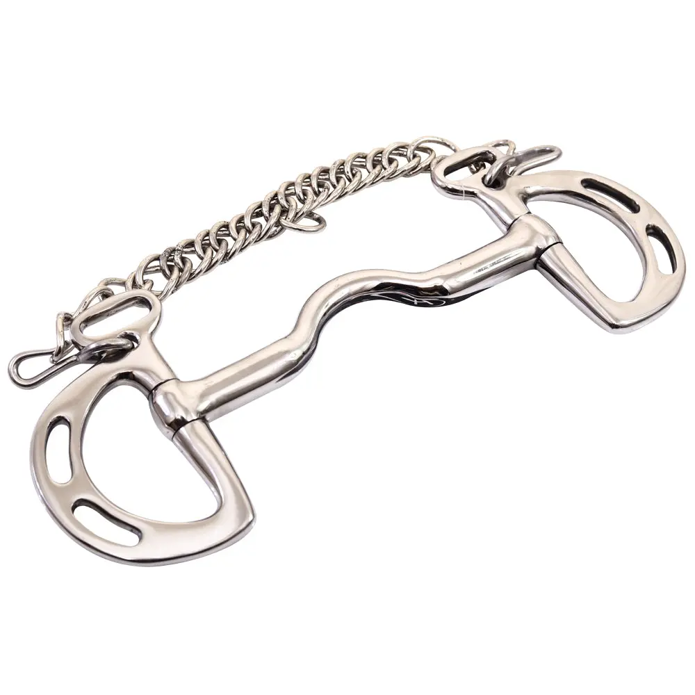 Bar H Equine Stainless Steel Low Port Kimberwick D Ring Snaffle Bit W/Chain | Bits For Horses Horse And Bridles 1