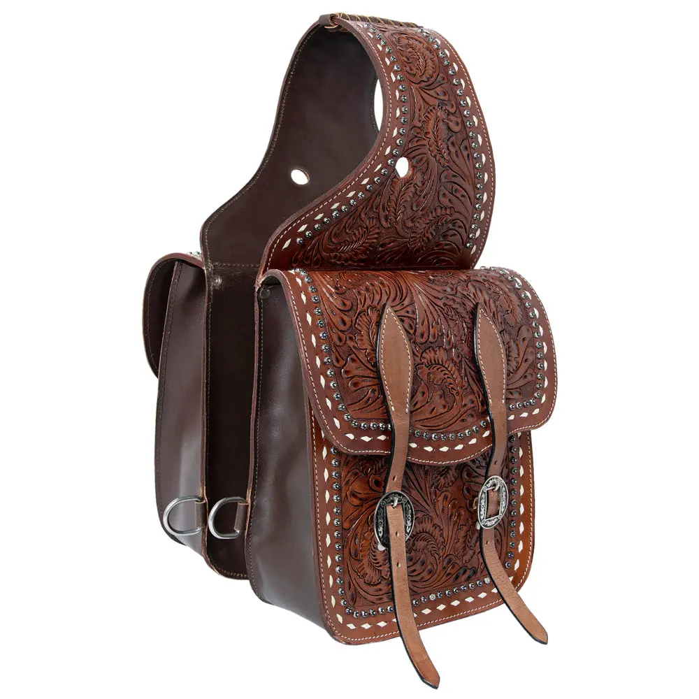 Hilason Soft Leather Horse Saddle Bag Brown | Equestrian Western Adjustable Closure 2
