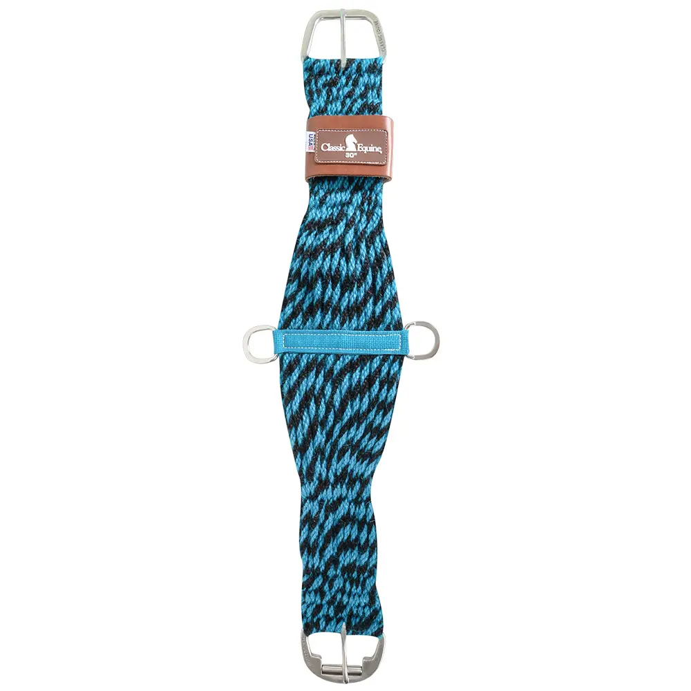 Classic Equine Horse Colored 100 % Mohair 27 Strand Roper Cinch Girth Turquoise 2