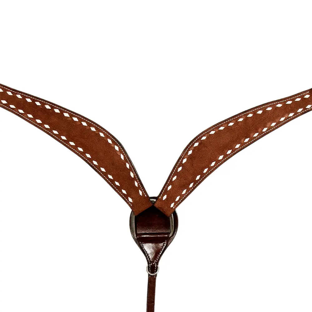 Hilason Western Horse Genuine Leather Headstall & Breast Collar With Side Buck Stitch Brown | For Horses Set Headstalls 1