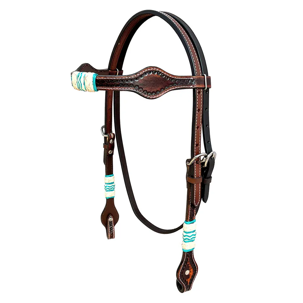 Hilason Western Horse Breast Collar Headstall Rawhide Braided American Leather Brown 2