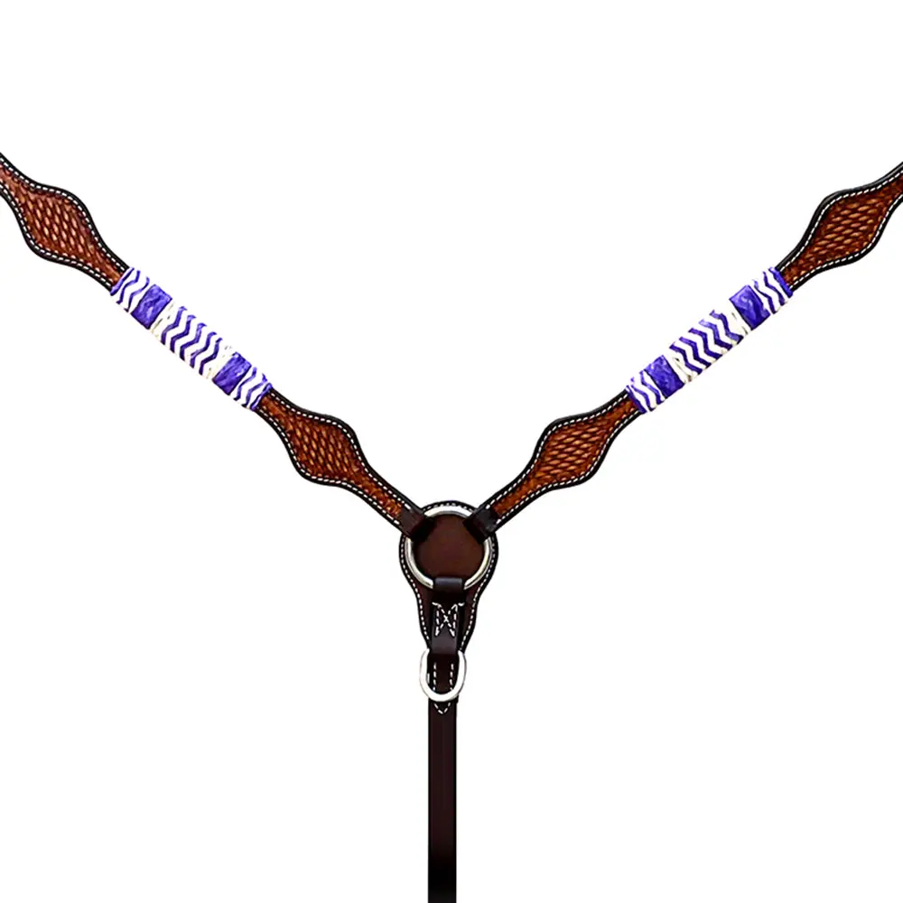 Hilason Western Horse Breast Collar Headstall Rawhide Braided American Leather Brown 1