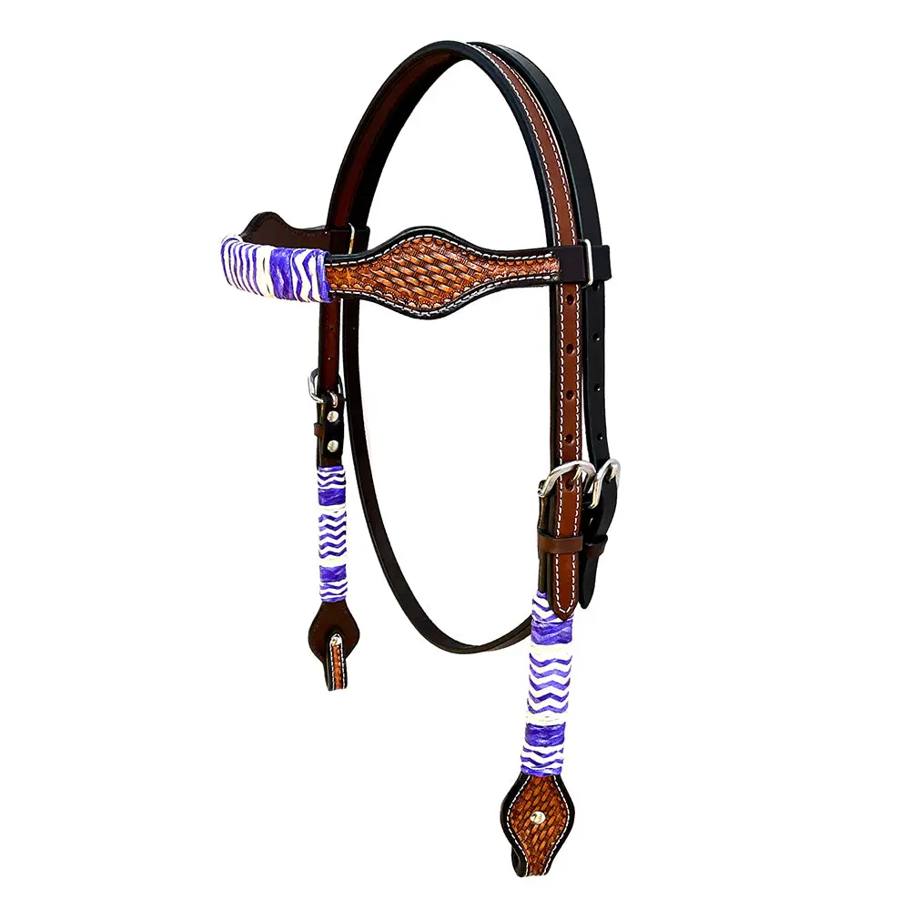 Hilason Western Horse Breast Collar Headstall Rawhide Braided American Leather Brown 1