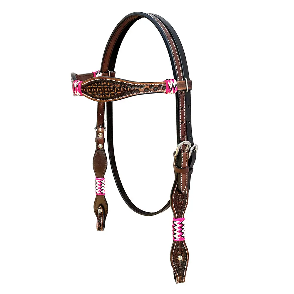 Hilason Western Horse Headstall Rawhide Braided American Leather Brown 1